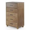 Modern Farmhouse Solid Wood 5 Drawer Bedroom Chest in Pine Finish