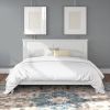 King Traditional Solid Oak Wooden Platform Bed Frame with Headboard in White