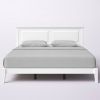 King Traditional Solid Oak Wooden Platform Bed Frame with Headboard in White