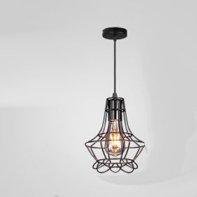 Retro Industrial Style Wrought Iron Chandelier Creative Small Iron Cage (Option: C-Soak in three color light)