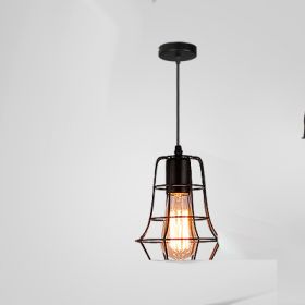 Retro Industrial Style Wrought Iron Chandelier Creative Small Iron Cage (Option: A-Soak in three color light)