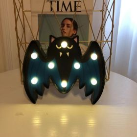 Halloween Lights Decoration LED Light Pumpkin Spider Bat Skull Outdoor Decorative Modeling Room Lights Decor Helloween Party (Option: Blue bat)