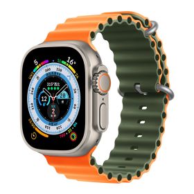 Marine Two-color Silicone Strap Sports (Option: Orange With Army Green-384041mm)