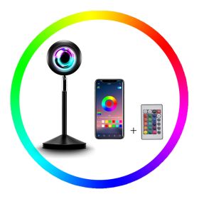 Upgrade Rainbow Sunset Projector Lamp Atmosphere Light Home Coffee Shop Background Wall Decoration Remote Control Sunset Lamps (Option: Remote control APP-6W-USB)