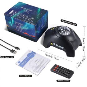 Usb Water Pattern Bluetooth Music Ocean Star Projector Lamp (Option: Black-USB)