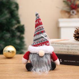 Christmas Decoration Supplies Knitted Hat Spherical Forest Old Man Pendant Creative Doll Pendant Tree Pendant (select: red)