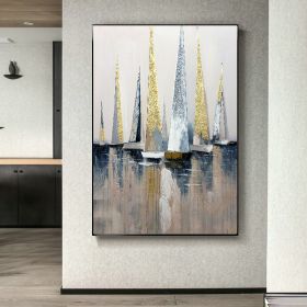 100% Hand Painted Abstract Modern Boat Pictures Art Oil Painting On Canvas Wall Art Wall Painting For Living Room Home Decoration (size: 60X90cm)