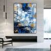 Handmade Oil Painting Canvas Wall Art Decorative Abstract Knife Painting Landscape Blue For Home Decor Rolled Frameless Unstretched Painting