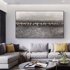 Top Selling Handmade Abstract Oil Painting Wall Art Modern Minimalist Gold Foil Picture Canvas Home Decor For Living Room Bedroom No Frame (size: 100X150cm)