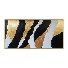 Handmade Gold Foil Abstract Oil Painting Top Selling Wall Art Modern Black and White Color Picture Canvas Home Decor For Living Room No Frame (size: 150X220cm)