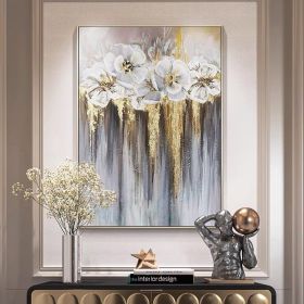 Foil golden flowers hand painted oil painting on canvas abstract large painting wall picture for home office decor (size: 150X220cm)