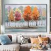 Hand Painted Oil Painting Fall Colors & Trees Abstract Painting Wall Art for Living Room Painting on Canvas Hand Painted Oil Painting for Home Decor