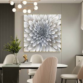 Handmade Oil Painting Original Abstract Flower oil Painting on Canvas Silver Texture Acrylic Painting Modern Floral Art Bedroom Home Decor Wall Art (size: 60x60cm)