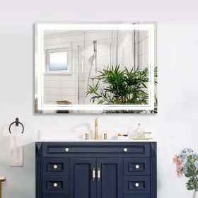 7 Size LED Bathroom Mirror Wall Mounted Vanity Mirror Anti-Fog Mirror Dimmable Lights with Touch Switch(Horizontal/Vertical) (size: 48"*36")