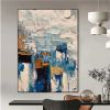 Handmade Oil Painting Canvas Wall Art Decorative Abstract Knife Painting Landscape Blue For Home Decor Rolled Frameless Unstretched Painting