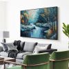 Hand Painted Oil Painting Large Original Landscape Oil Painting On Canvas Tree Home Decor Abstract Blue Nature Painting Living room Wall Art