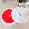 38cm Snowy White Christmas Tree Skirt Plush Faux Fur Xmas Trees Carpet Mat Ornaments For 2024 New Year Home Party Decoration