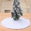 38cm Snowy White Christmas Tree Skirt Plush Faux Fur Xmas Trees Carpet Mat Ornaments For 2024 New Year Home Party Decoration