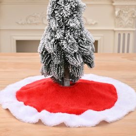 38cm Snowy White Christmas Tree Skirt Plush Faux Fur Xmas Trees Carpet Mat Ornaments For 2024 New Year Home Party Decoration (Color: 38cm- Red white)