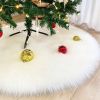 38cm Snowy White Christmas Tree Skirt Plush Faux Fur Xmas Trees Carpet Mat Ornaments For 2024 New Year Home Party Decoration