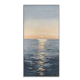 Handmade Canvas Oil Painting Interior Decoration Sea Sunset Modern Art Mural Living Room Bedroom Office Hotel Poster (size: 60x120cm)