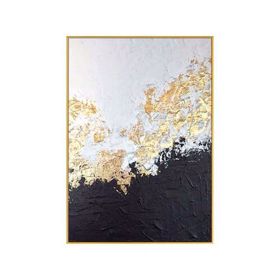 100% Hand Painted Abstract Oil Painting Wall Art Modern Gold Foil Black and White Style On Canvas Home Decoration For Living Room No Frame (size: 75x150cm)