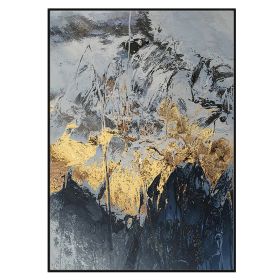 Best Art  Blue Gray Yellow Abstract Gold Foil Oil Painting Canvas Handmade Painting Home Decor Oil Painting Artwork No Frame (size: 100X150cm)