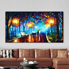 Hand Painted Night Thick Modern Canvas Oil Paintings Wall Art Abstract Landscape Pictures For Living Room Home Decoration (size: 150X220cm)