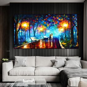 Hand Painted Night Thick Modern Canvas Oil Paintings Wall Art Abstract Landscape Pictures For Living Room Home Decoration (size: 100X150cm)