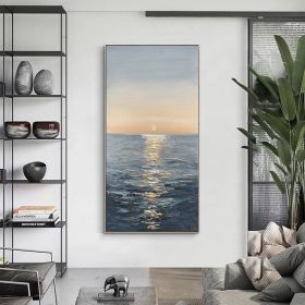 Handmade Canvas Oil Painting Interior Decoration Sea Sunset Modern Art Mural Living Room Bedroom Office Hotel Poster (size: 90X120cm)