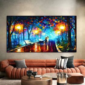 Hand Painted Night Thick Modern Canvas Oil Paintings Wall Art Abstract Landscape Pictures For Living Room Home Decoration (size: 90X120cm)