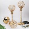 Crystal Candle Holder Pillar Gold/Silver Metal Tealight Candlestick Wedding Table Centerpiece Party Christmas Home Desktop Decor