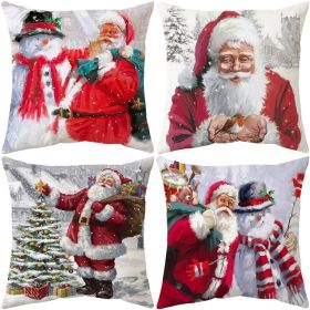 Red Santa Pillowcase Home Living Room Sofa Cushion Cover Christmas Decorations Home Customizable (Color: 4#)