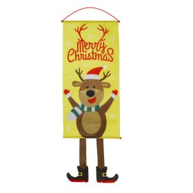 Christmas Flag Elf Snowman Cloth Hanging Cartoon Canvas Window Wall Decoration Supplies Scroll Flag (Style: reindeer)