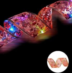 Christmas LED Decoration Festive Bow Ribbon Lights (Color: red color)