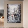 Handmade Oil Painting Modern Art Paris City Street View City Oil Painting Wall Art by Decorative Landscape Oil Paintings For Living Room Home Decor