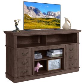 Vintage Home Living Room Wooden TV Cabinet (Colour: FTTS0382 coffee)