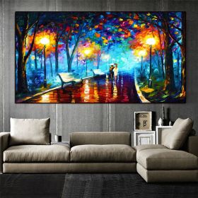 Hand Painted Night Thick Modern Canvas Oil Paintings Wall Art Abstract Landscape Pictures For Living Room Home Decoration (size: 60X90cm)