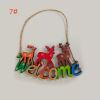 1PCs Creative Christmas Pendant Wooden Hanging Ornaments Welcome Noel Decor New Year Xmas Tree Drop Decorations Gift Accessories