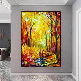 Modern Abstract abstract forest Gold Foil tree Oil Painting large hand painted Abstract Painting Canvas For Home Decoration (size: 60X90cm)